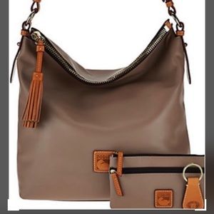Dooney & Bourke Smooth Leather Hobo w/matching wallet & key fob
